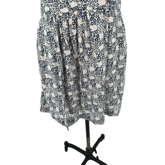 Anthropologie Tunic Mini‎ Dress Floral Print V-Neck Plunge Blue White Size Small - Picture 5 of 12